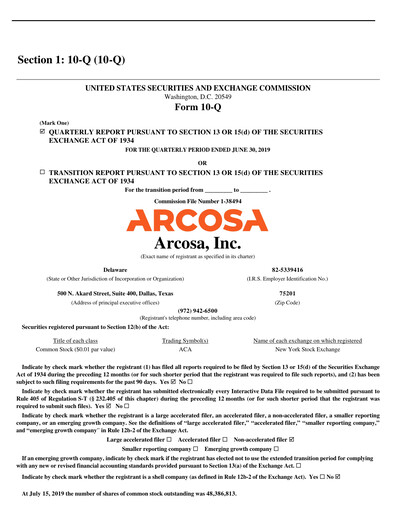 Thumbnail Arcosa
 Quarterly Report 2019-q2