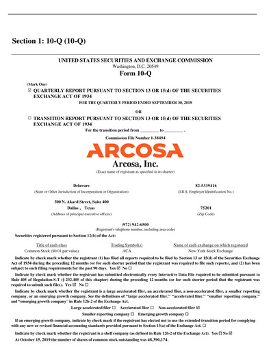 Thumbnail Arcosa
 Quarterly Report 2019-q3
