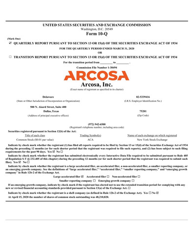 Thumbnail Arcosa
 Quarterly Report 2020-q1
