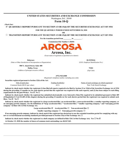 Thumbnail Arcosa
 Quarterly Report 2020-q3
