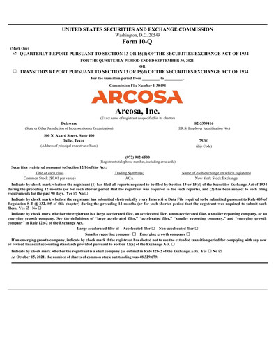 Thumbnail Arcosa
 Quarterly Report 2021-q3