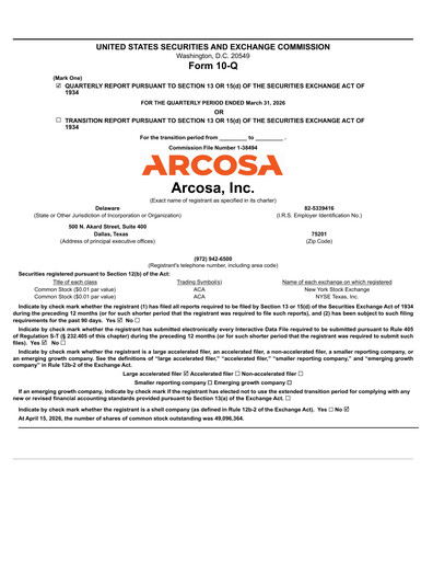Thumbnail Arcosa
 Quarterly Report 2026-q1