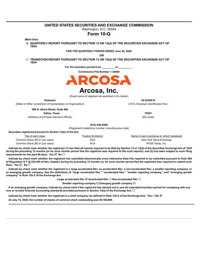 Thumbnail Arcosa
 Quarterly Report 2026-q2