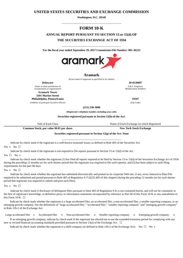 Thumbnail Aramark Financial Report 2017