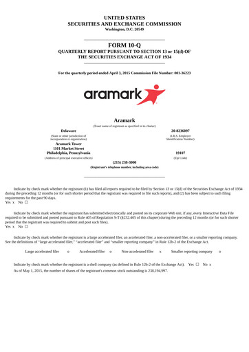 Thumbnail Aramark Quarterly Report 2015-q2