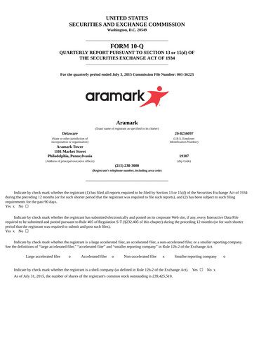 Thumbnail Aramark Quarterly Report 2015-q3