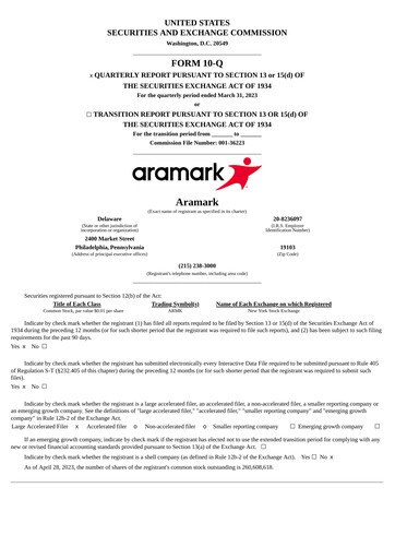 Thumbnail Aramark Quarterly Report 2023-q2