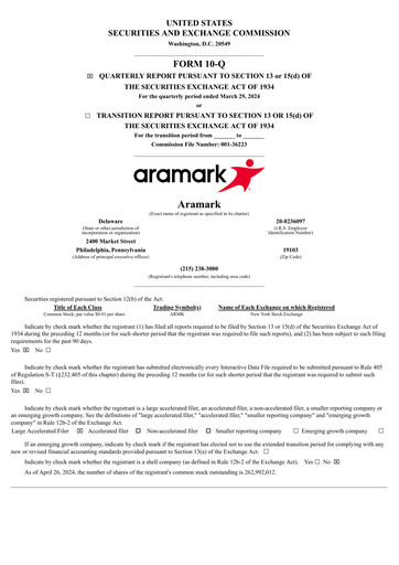 Thumbnail Aramark Quarterly Report 2024-q2
