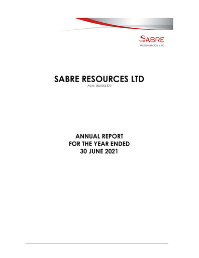 Thumbnail Sabre Resources Annual Report 2021
