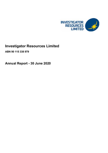 Thumbnail Investigator Resources Annual Report 2020