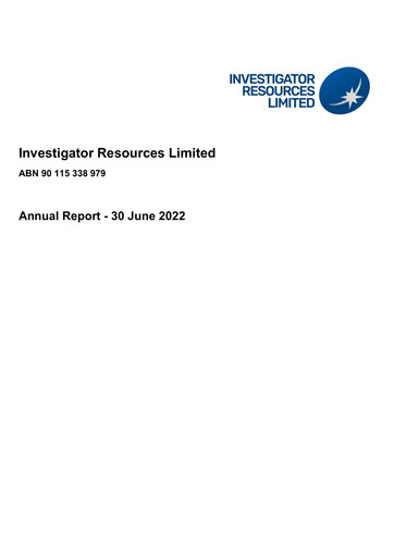 Thumbnail Investigator Resources Annual Report 2022
