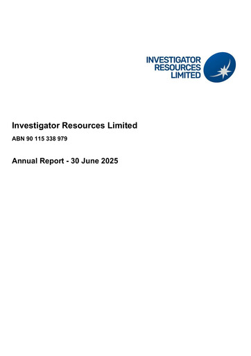 Thumbnail Investigator Resources Annual Report 2025