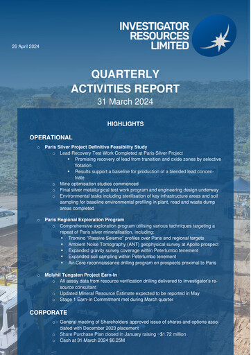 Thumbnail Investigator Resources Quarterly Report 2024-q3