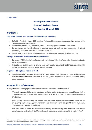 Thumbnail Investigator Resources Quarterly Report 2026-q1