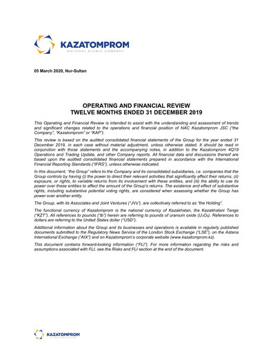 Thumbnail Kazatomprom Financial Report 2019