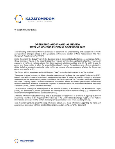 Thumbnail Kazatomprom Financial Report 2020