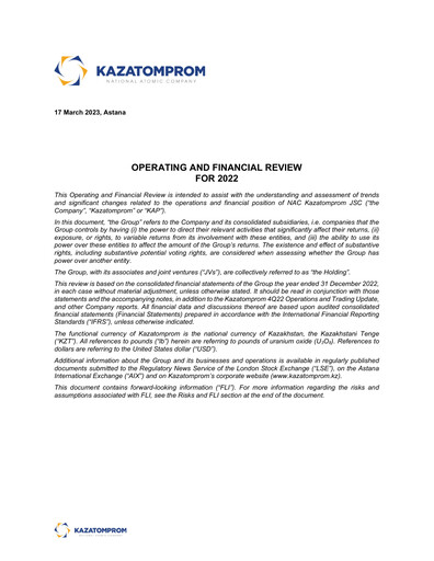Thumbnail Kazatomprom Financial Report 2022