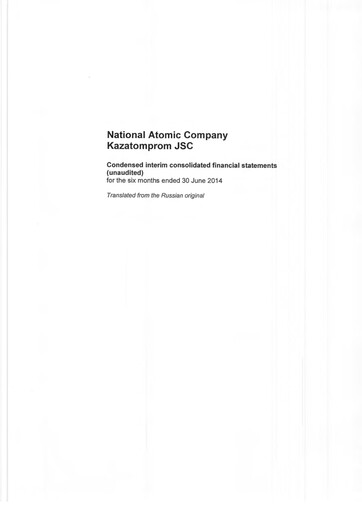 Thumbnail Kazatomprom Financial Statement 2014-h1