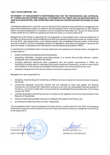 Thumbnail Kazatomprom Financial Statement 2019-h1