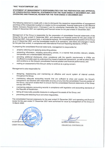 Thumbnail Kazatomprom Financial Statement 2021