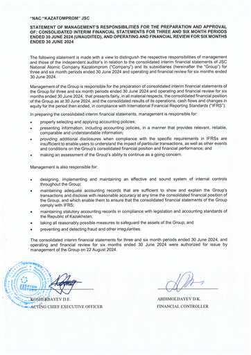 Thumbnail Kazatomprom Financial Statement 2024-h1