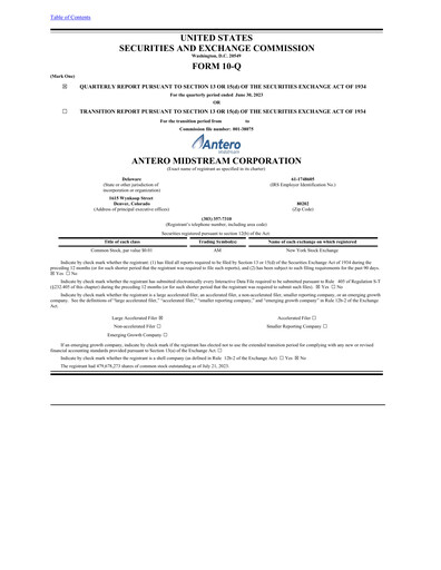 Thumbnail Antero Midstream
 Quarterly Report 2023-q2
