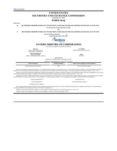 Thumbnail Antero Midstream
 Quarterly Report 2024-q2