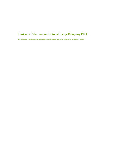 Thumbnail Emirates Telecom (Etisalat Group) Financial Statement 2020