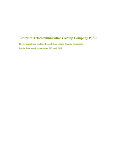 Thumbnail Emirates Telecom (Etisalat Group) Quarterly Report 2019-q1