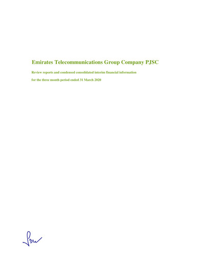 Thumbnail Emirates Telecom (Etisalat Group) Quarterly Report 2020-q1