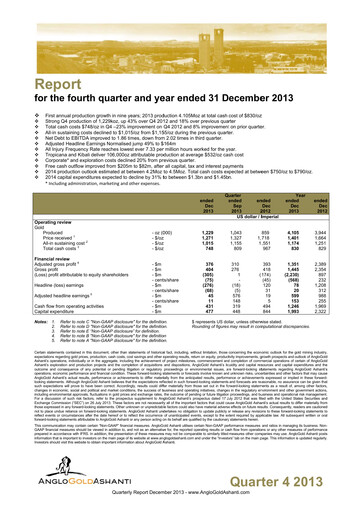 Thumbnail AngloGold Ashanti
 Financial Statement 2013