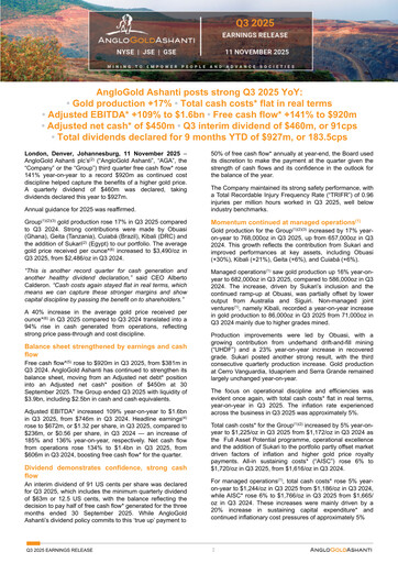 Thumbnail AngloGold Ashanti
 Quarterly Report 2025-q3