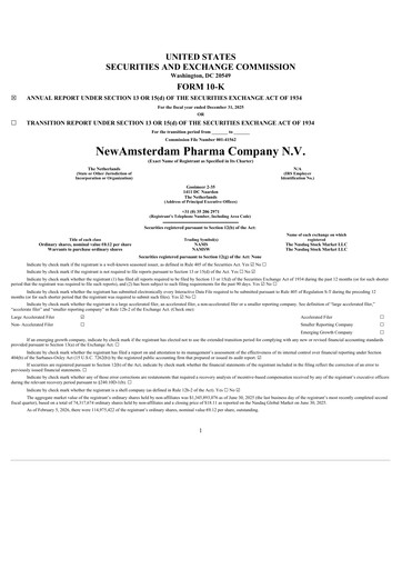 Thumbnail NewAmsterdam Pharma Company Annual Report 2025