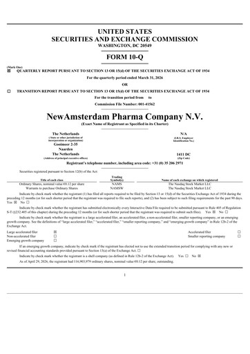 Thumbnail NewAmsterdam Pharma Company Quarterly Report 2026-q1