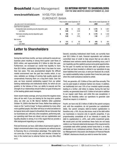 Thumbnail Brookfield Corporation Quarterly Report 2008-q3