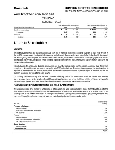 Thumbnail Brookfield Corporation Quarterly Report 2009-q3