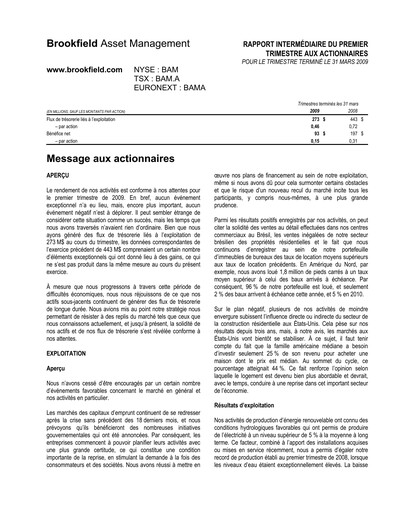 Thumbnail Brookfield Corporation Quarterly Report 2009-q1