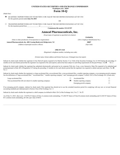 Miniature Amneal Pharmaceuticals
 Rapport trimestriel 2018-q2