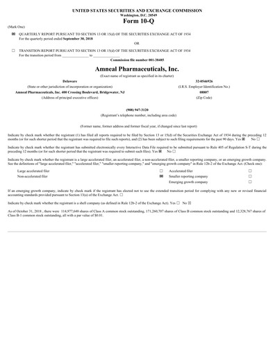 Miniature Amneal Pharmaceuticals
 Rapport trimestriel 2018-q3