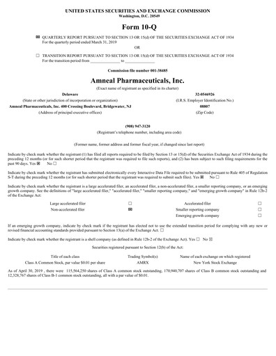Miniature Amneal Pharmaceuticals
 Rapport trimestriel 2019-q1
