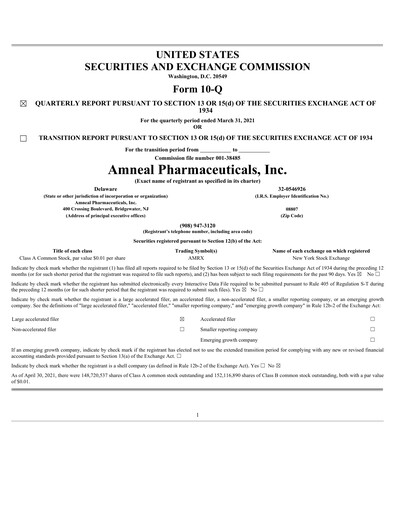 Miniature Amneal Pharmaceuticals
 Rapport trimestriel 2021-q1