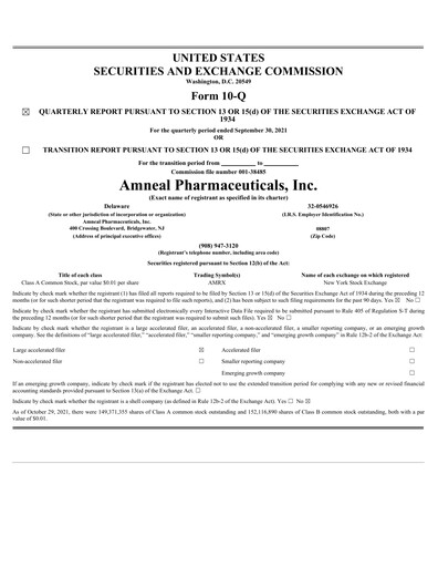 Miniature Amneal Pharmaceuticals
 Rapport trimestriel 2021-q3