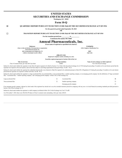 Miniature Amneal Pharmaceuticals
 Rapport trimestriel 2023-q3