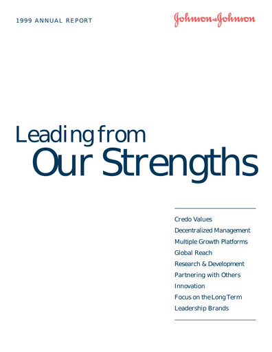 Thumbnail Johnson & Johnson Annual Report 1999