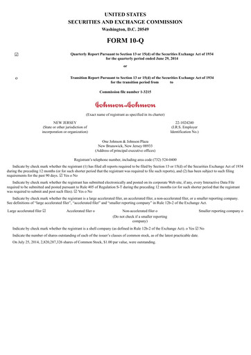 Miniature Johnson & Johnson Rapport trimestriel 2014-q2