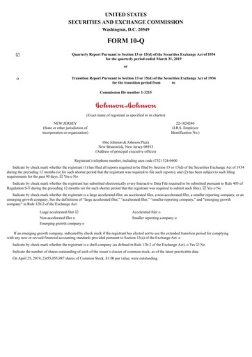 Miniature Johnson & Johnson Rapport trimestriel 2019-q1