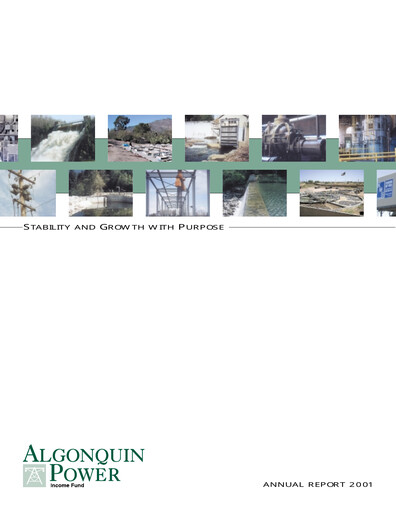Thumbnail Algonquin Power & Utilities Annual Report 2001
