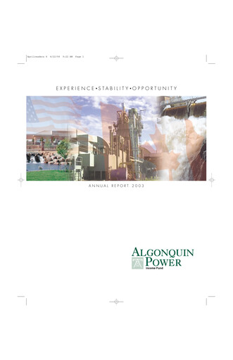 Thumbnail Algonquin Power & Utilities Annual Report 2003