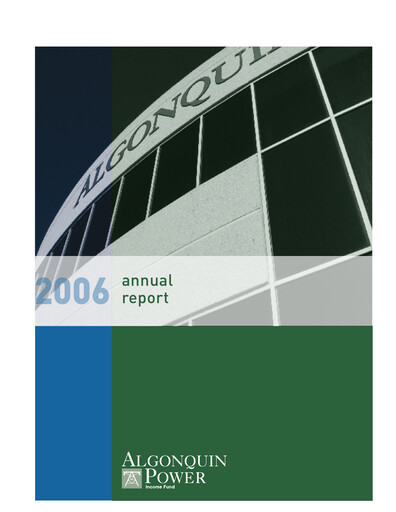 Thumbnail Algonquin Power & Utilities Annual Report 2006