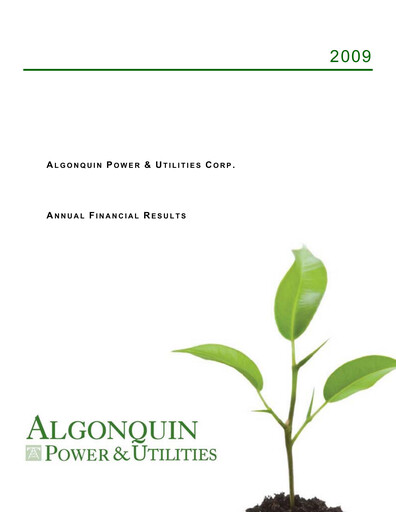 Thumbnail Algonquin Power & Utilities Financial Statement 2009